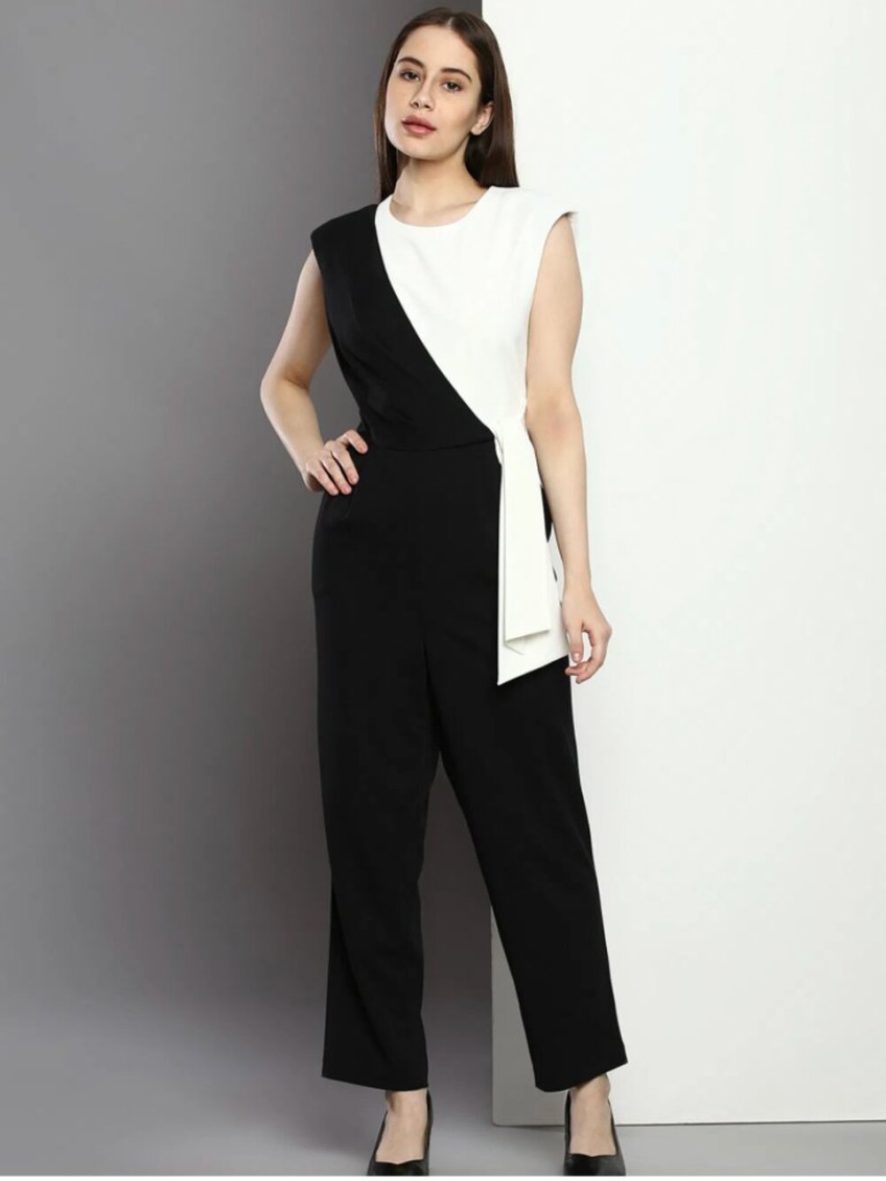 Calvin Klein Colorblock Waist Tie Jump Suit, Size 2, NWOT